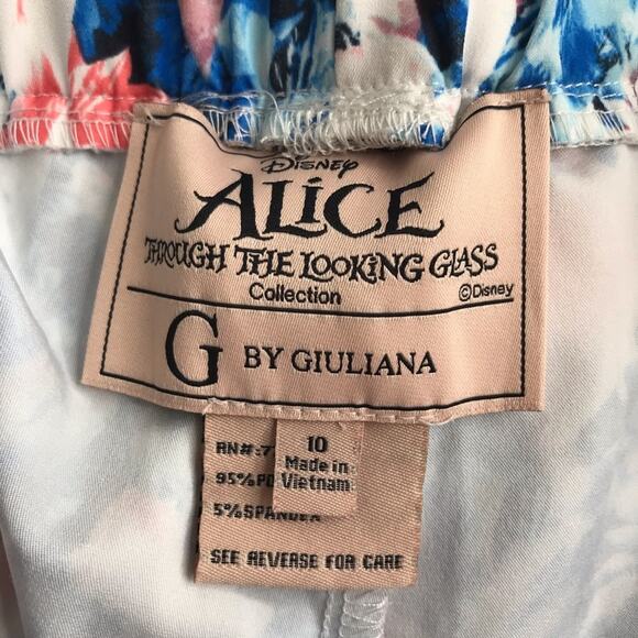 Disney Alice Through The Looking Glass Womens 10 Blue Pink White Pull On Pant - Picture 4 of 9